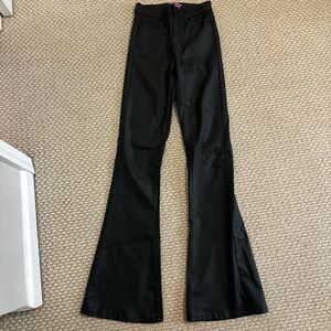 Faux Leather Black Flared Pants